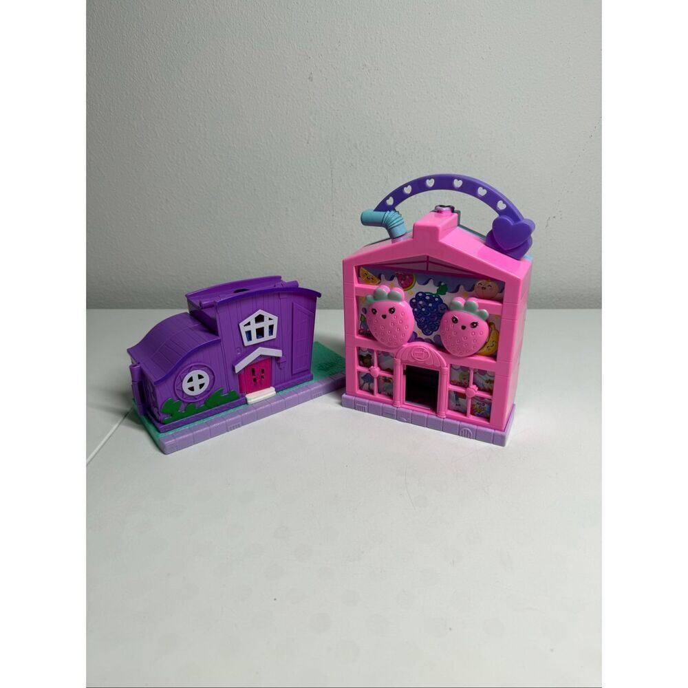 Set of 2 WB Mattel Polly Pocket Pollyville House/Fresh Market No Dolls